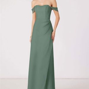 AZAZIE EUCALYPTUS GREEN OFF THE SHOULDER BRIDESMAID DRESS SIZE A8